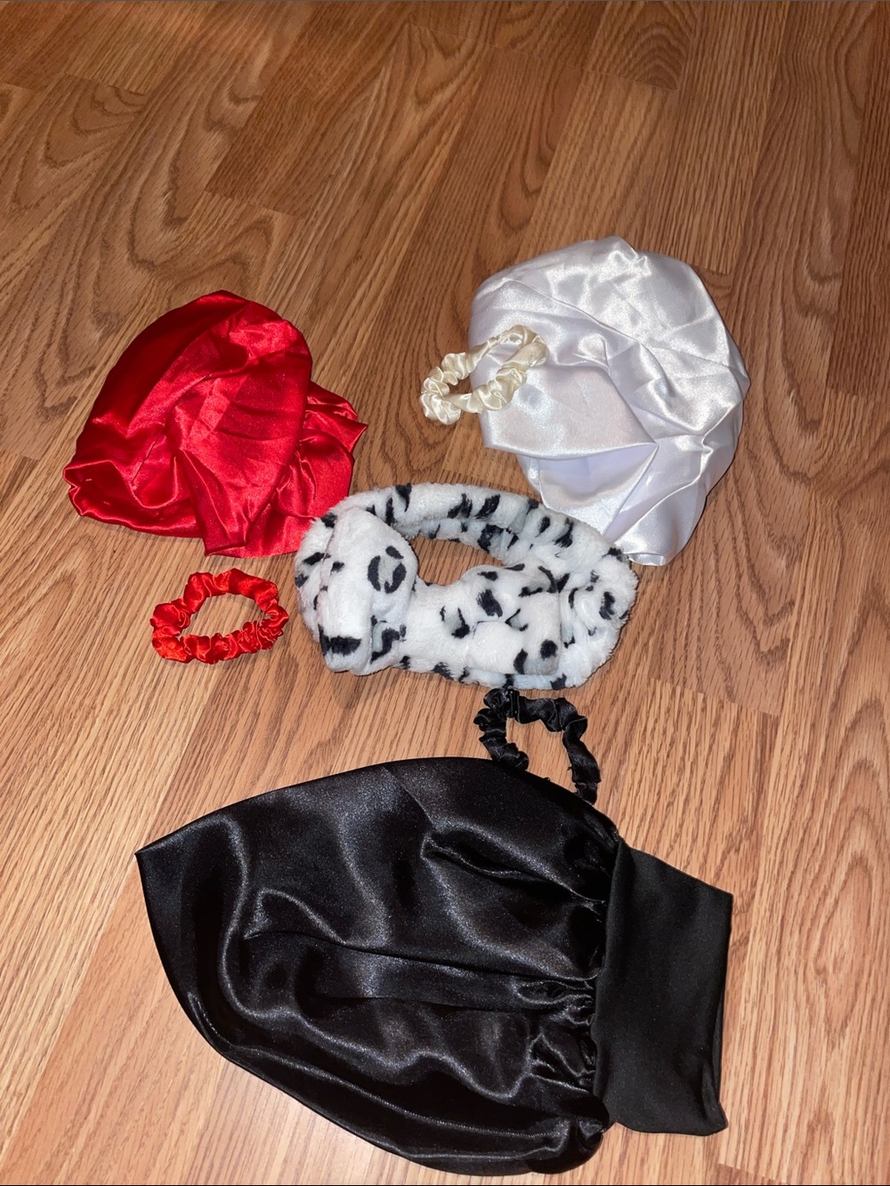 Silk and Satin Hair Bonnet Set - Red, White, Black, Leopard